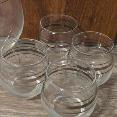 Vintage Glass Cocktails Pitcher and Glasses