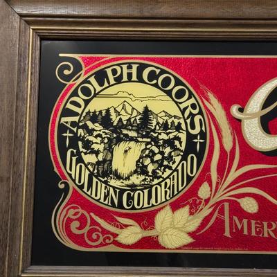 Vintage Coors Mirrored Glass Picture