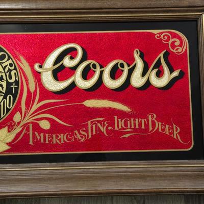 Vintage Coors Mirrored Glass Picture