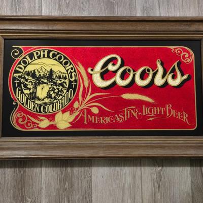 Vintage Coors Mirrored Glass Picture