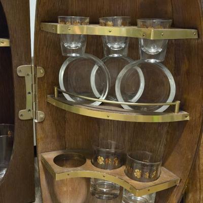 Vintage Hanging Wood Barrel Bar