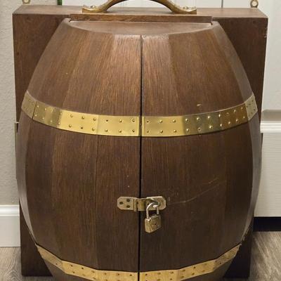 Vintage Hanging Wood Barrel Bar