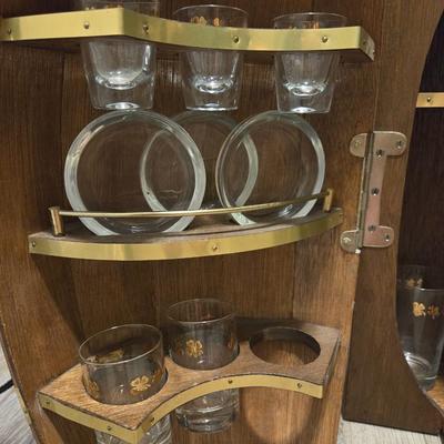 Vintage Hanging Wood Barrel Bar