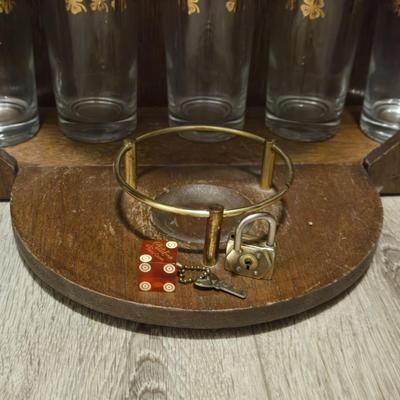 Vintage Hanging Wood Barrel Bar