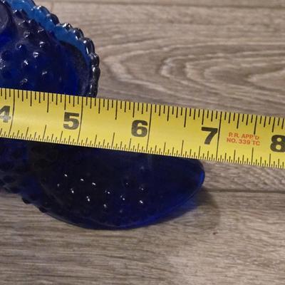 Cobalt Blue Hobnail Glass Shoe With Lid