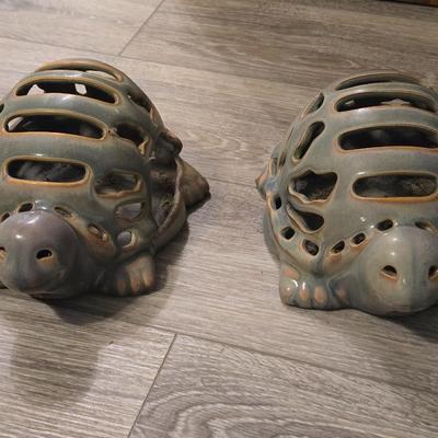 (2) Ceramic Turtle Candleholders