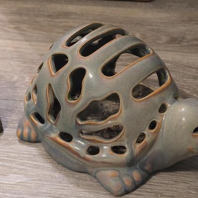 (2) Ceramic Turtle Candleholders