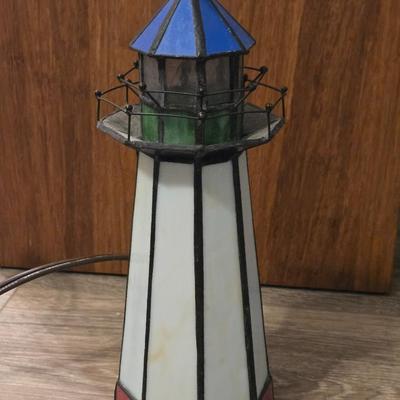 Stained Glass Lighthouse Lamp