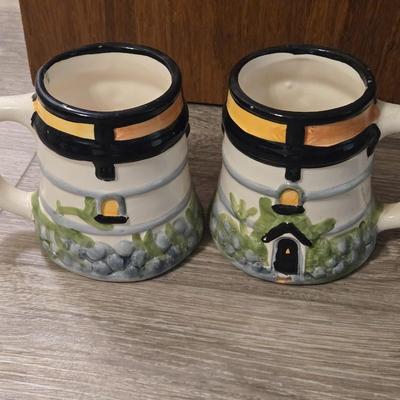 Ceramic Lighthouse Teapot, Cups, Milk Pitcher and Sugar Bowl