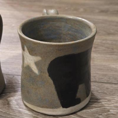 (2) Signed Pottery Bear Mugs