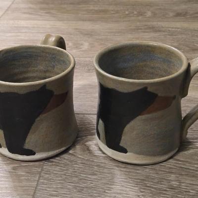 (2) Signed Pottery Bear Mugs