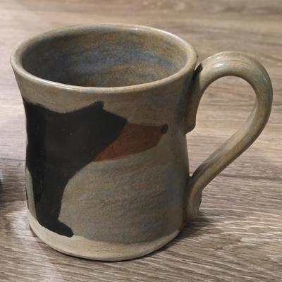 (2) Signed Pottery Bear Mugs