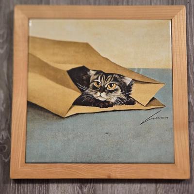Framed Cat Tile Art