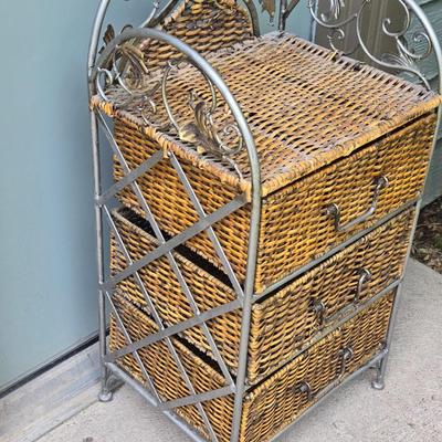 Small Wicker 3 Drawer Chest