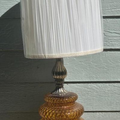 Mid Century Amber Globe Lamp #1