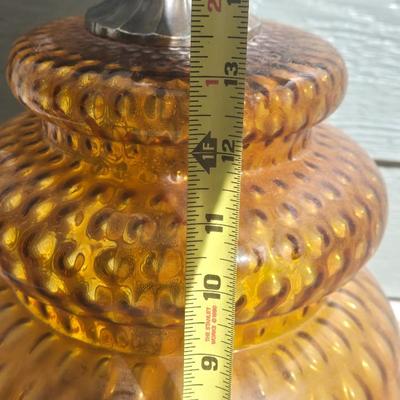 Mid Century Amber Globe Lamp #1