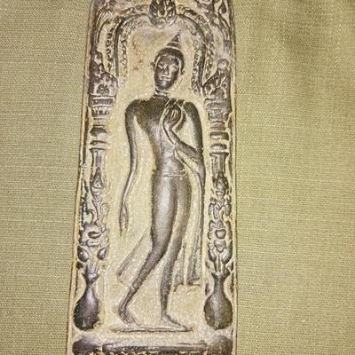 METAL THAI BUDDHIST VOTIVE PLAQUE
