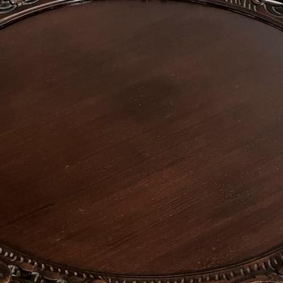 Vtg. Mahogany Pie Crust Accent Table With Clawfoot