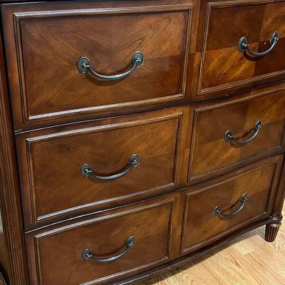 BOMBAY ~ Inlaid Mahogany Leather Top Chest ~ *Read Details