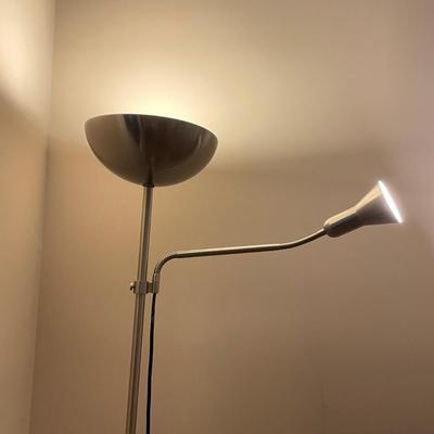 Brushed Nickel Two-Head Dimmable IKEA Floor Lamp (GB1-SS)