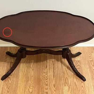Vtg. Mahogany Carved Wood Oval Coffee Table