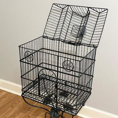 46” Tall Decorative Metal Bird Cage On A Stand