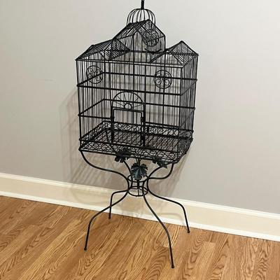 46” Tall Decorative Metal Bird Cage On A Stand
