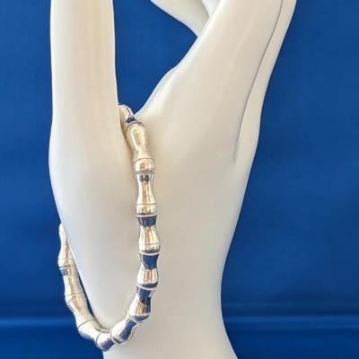 925 Sterling Bamboo And Ball Bead 7" Bracelet and 16" Necklace