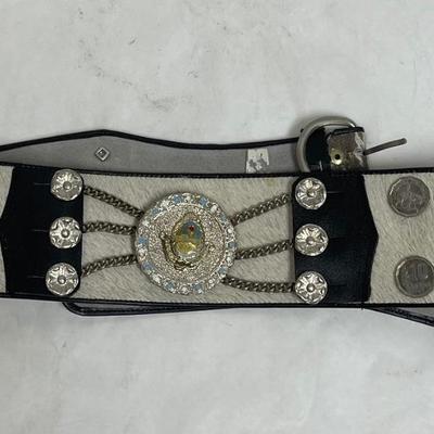 Vintage Argentinian Leather Coin Belt with Medallion and Coins