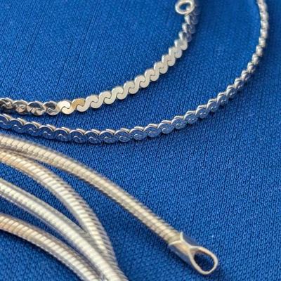 Lot of 2 925 sterling silver chains 18" serpentine, 24" snake
