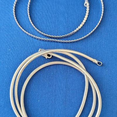 Lot of 2 925 sterling silver chains 18" serpentine, 24" snake