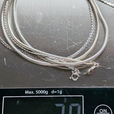 Lot of 2 925 sterling silver chains 18" serpentine, 24" snake