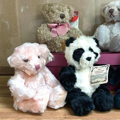 117 GROUP OF 5 PLUSH TEDDY BEARS TAGGED RUSS