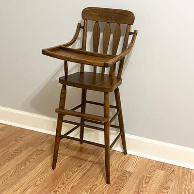 Vtg. Solid Wood Highchair