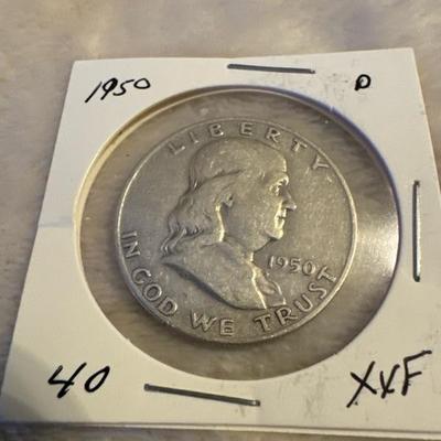 1950 D BENJAMIN FRANKLIN HALF XVF