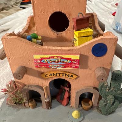 Roadside Terra Cotta Color Mexican Cantina Hanging Wood Birdhouse