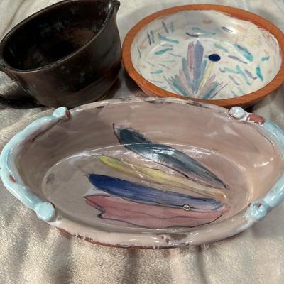 Lot of 3 Pottery Gulf coast local artist Janet 1/10
