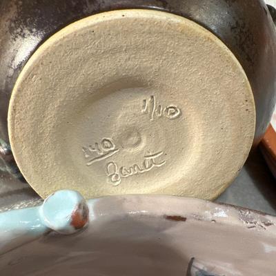 Lot of 3 Pottery Gulf coast local artist Janet 1/10