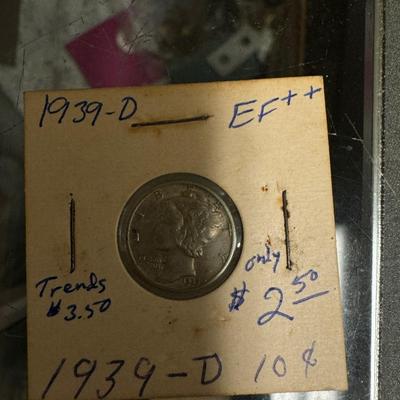 1939 D MERCURY DIME XVF