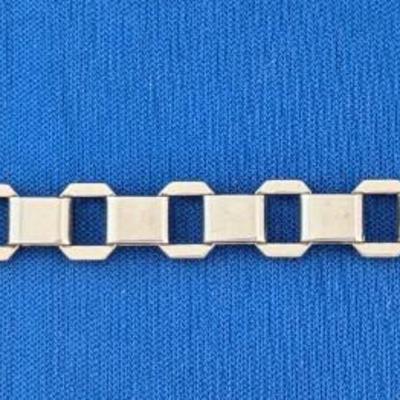 Sterling silver large gauge box chain bracelet Unisex 9" long