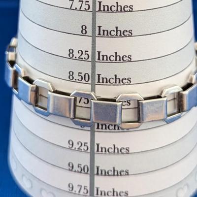 Sterling silver large gauge box chain bracelet Unisex 9" long