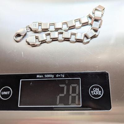Sterling silver large gauge box chain bracelet Unisex 9" long