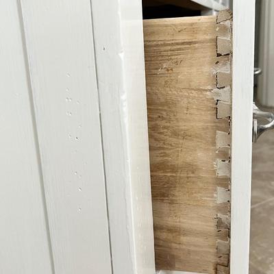 Vtg. White Painted Dresser With Cabinets