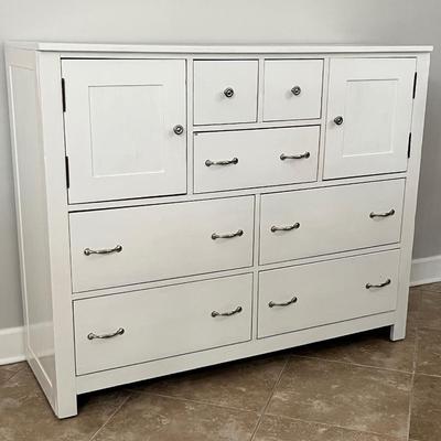 Vtg. White Painted Dresser With Cabinets