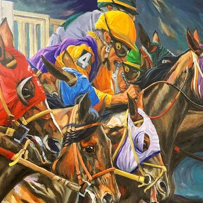 Large Canvas Wrap ~ Horse Racing ~ Print By CRUTE
