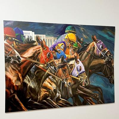 Large Canvas Wrap ~ Horse Racing ~ Print By CRUTE