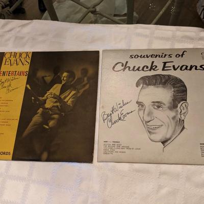 2 Local Recordings of Chuck Evans LP's, Signed
