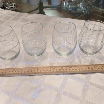 Set of 4 Mikasa(?) Etched Wine Glasses