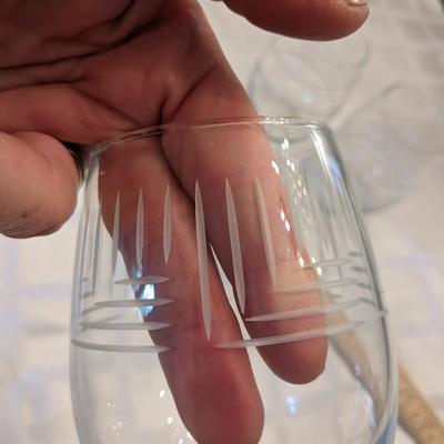 Set of 4 Mikasa(?) Etched Wine Glasses