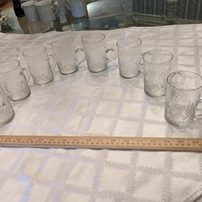 8 Vintage CRISTAL D'ARQUES DURAND MASQUERADE Pattern Coffee Mugs